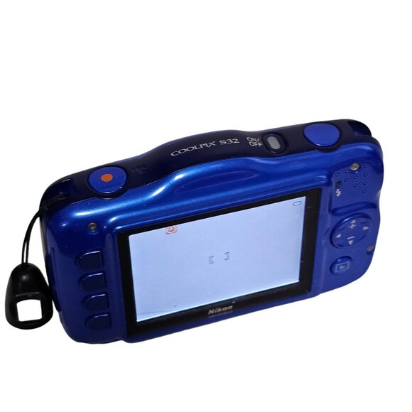 Nikon COOLPIX S32 13.2MP Digital Camera Blue Waterproof Box Battery Charger Card - Picture 13 of 16
